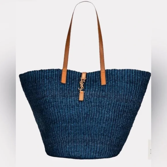 NWT Saint Laurent YSL Borsa A Mano Hobo Tote Bag In Blue/Orchid Brick - Picture 12 of 17